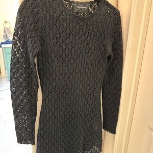 Reformation Black Sheath Knit Mini Dress with Long Sleeves